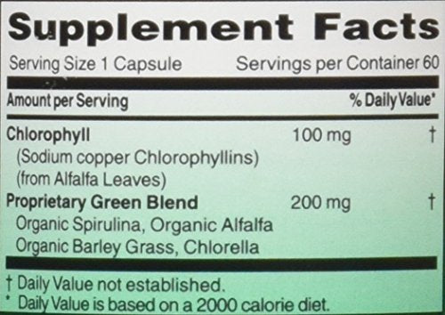 100 mg Chlorophyll Capsules, 60 capsules F9095