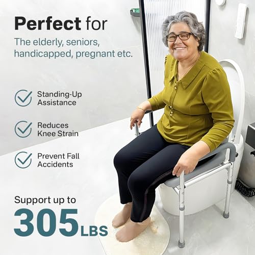 Elongated Raised Toilet Seat with Handles V38100