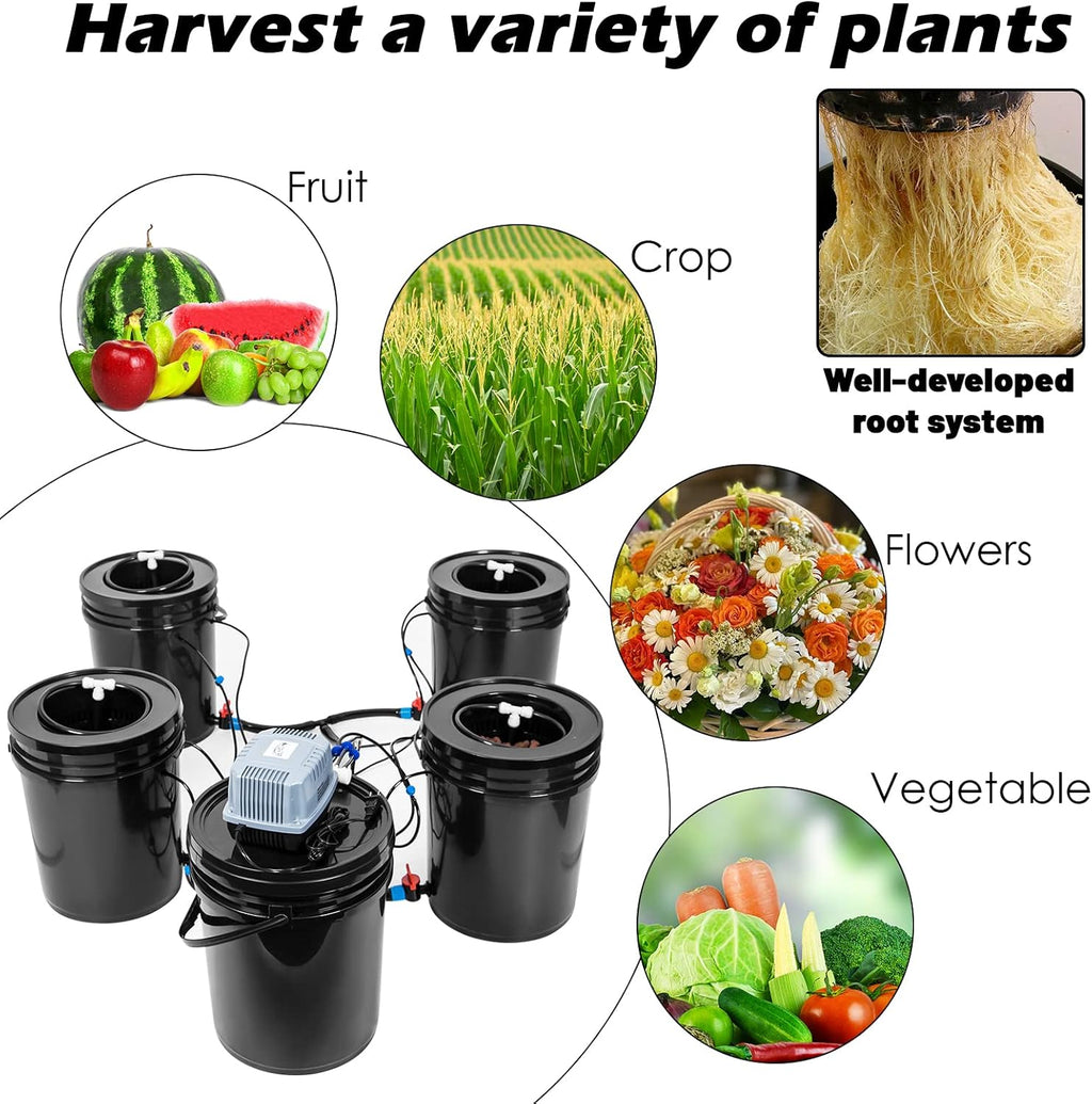 5 Gallon DWC Hydroponic Bucket Kit with Drip Irrigation System W879