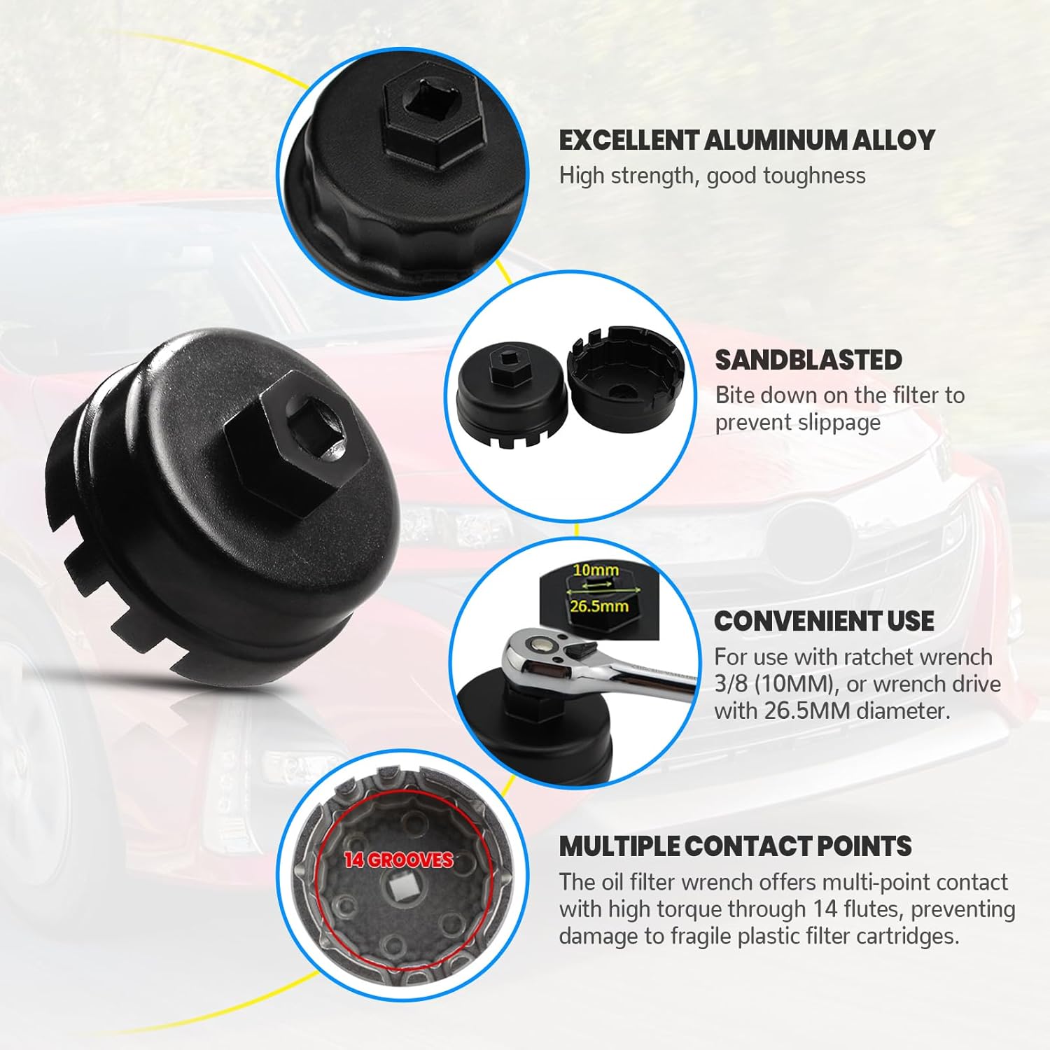 64mm 14 Flute Oil Filter Cap Wrench U4046