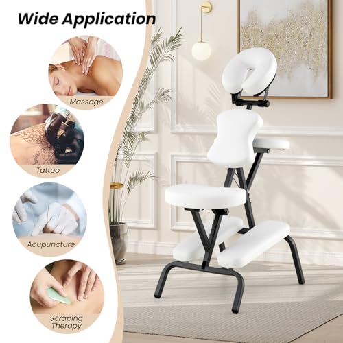 White Portable Massage Chair with Carrying Bag X502