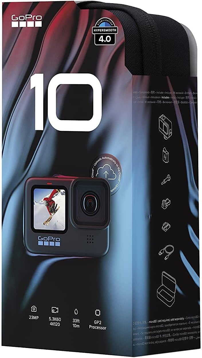 HERO10 Black Camcorder with 64GB microSD, 2 Batteries, Charger, Underwater Housing, LED Light Kit, Carry Case K3443