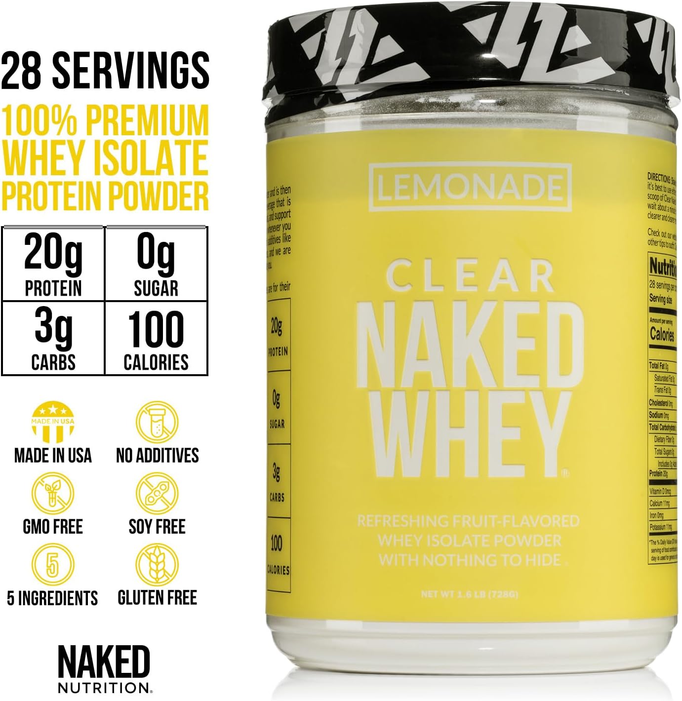 Clear Whey Protein Isolate, Lemonade, 28 Servings B87736