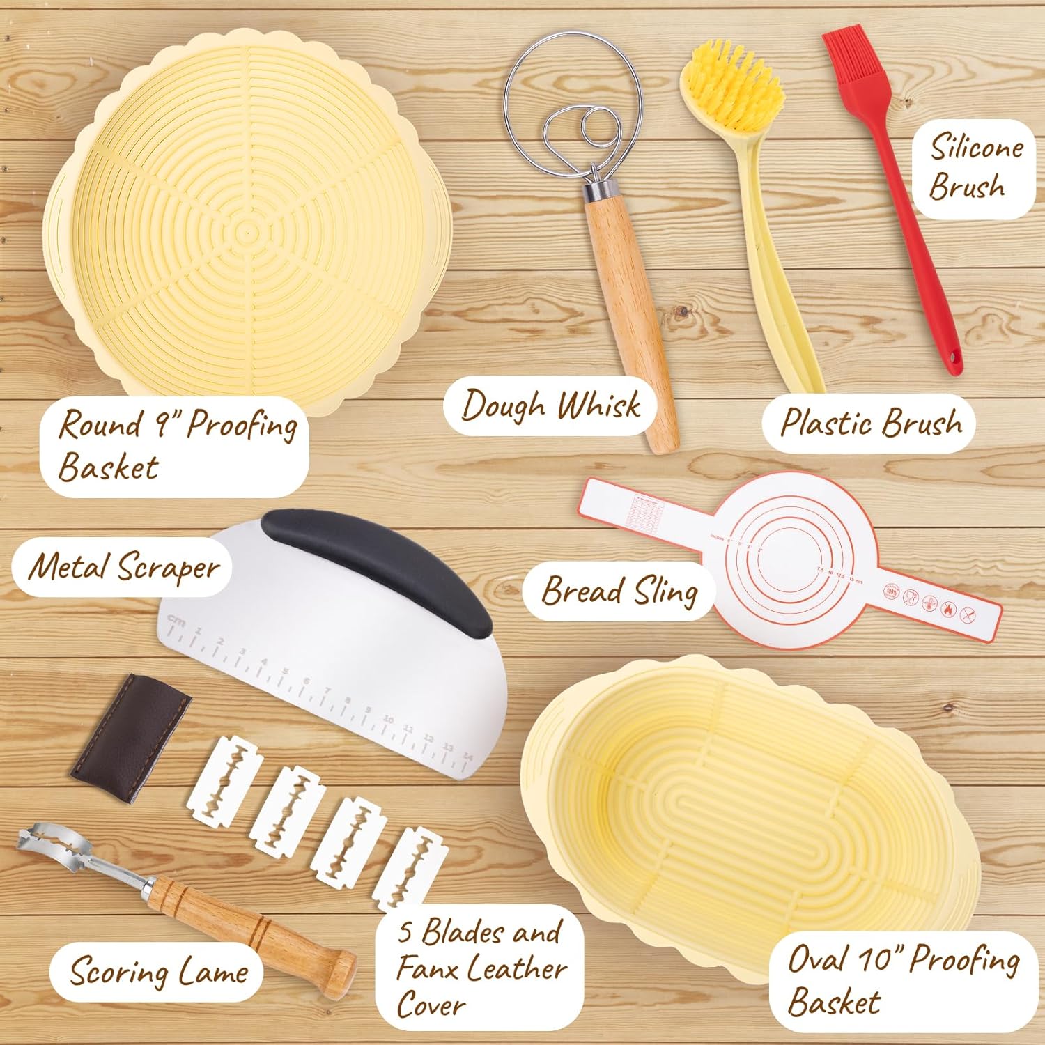 Banneton Bread Proofing Basket Set of 2 - Round 9" & Oval 10" Y1524