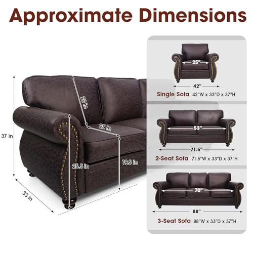 3-Seater Sofa with Removable Cover and Solid Wood Frame J494204
