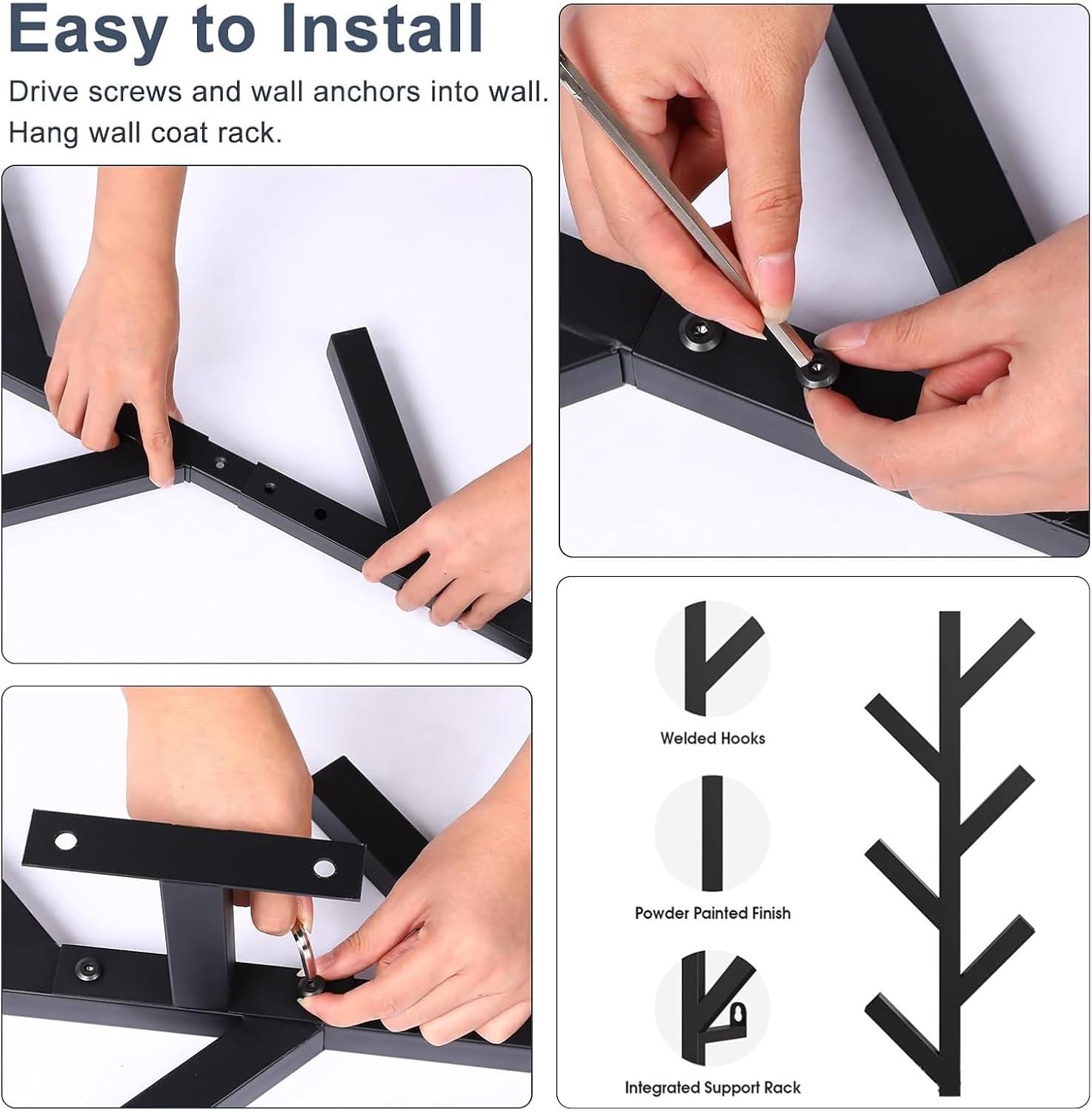 2 Pack Matte Black Metal Coat Rack E792518