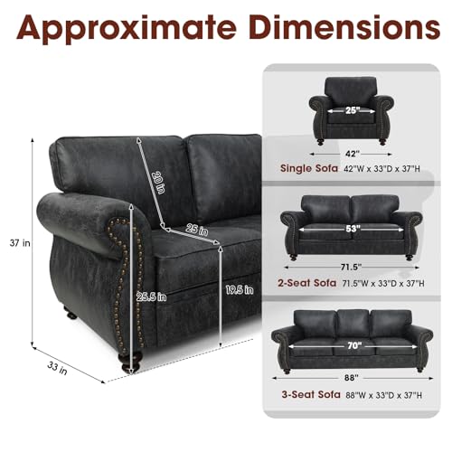 3-Seater Sofa with Removable Cover and Solid Wood Frame J494204
