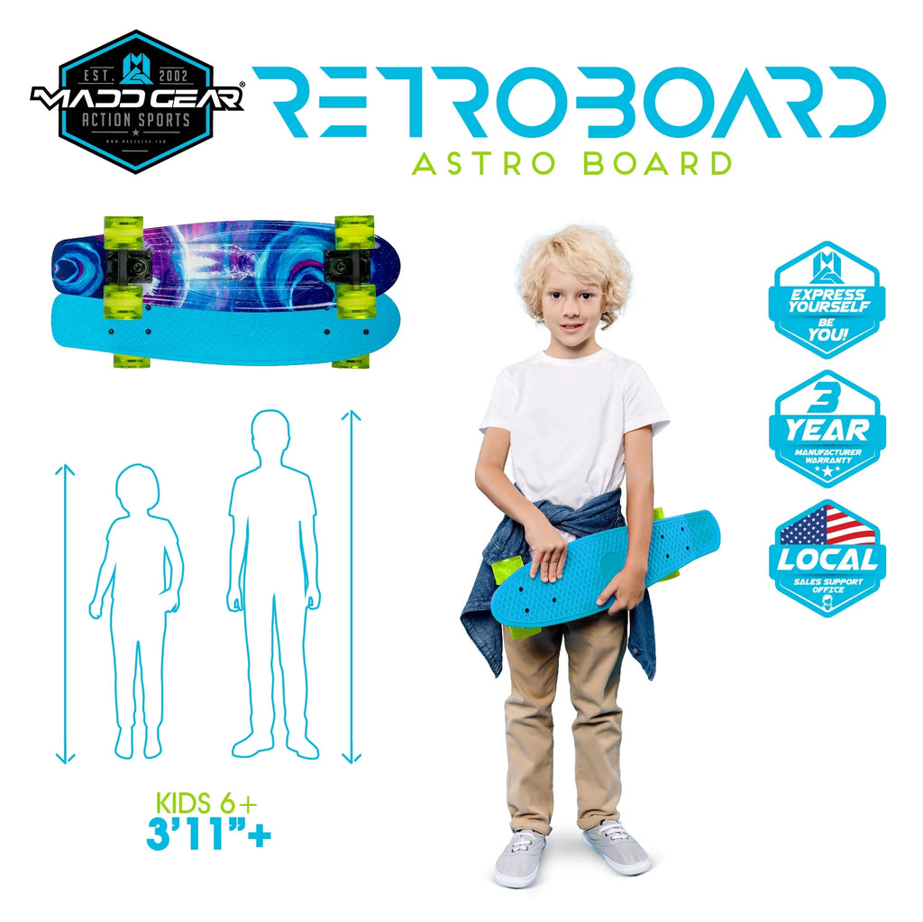 22" Retro Mini Cruiser Skateboard with 62 mm Wheels D39843
