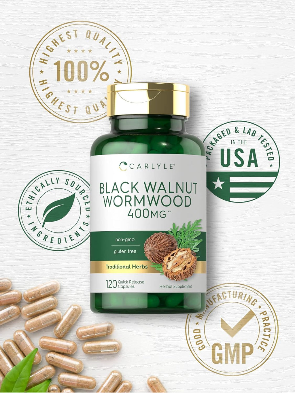 Black Walnut Wormwood 120 Capsules Herbal Complex N342412