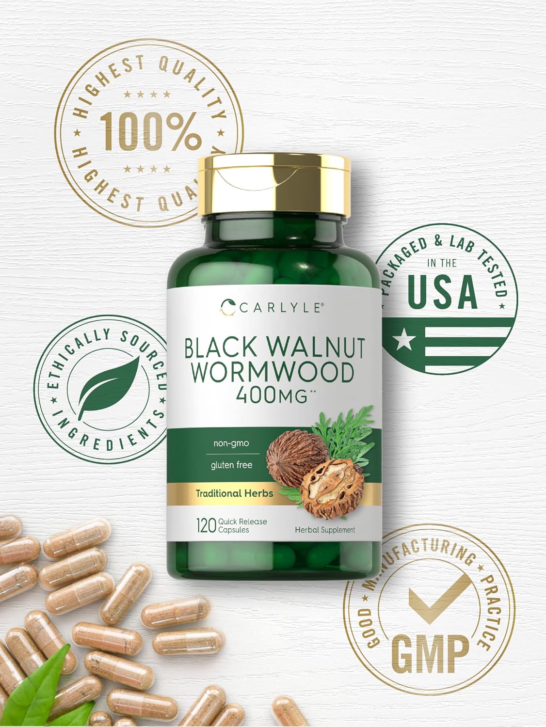 Black Walnut Wormwood 120 Capsules Herbal Complex N342412