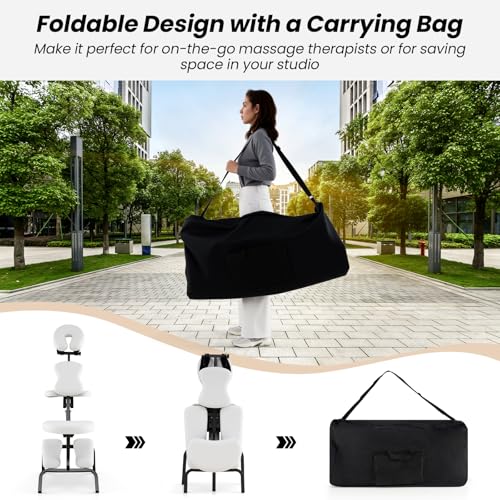 White Portable Massage Chair with Carrying Bag X502