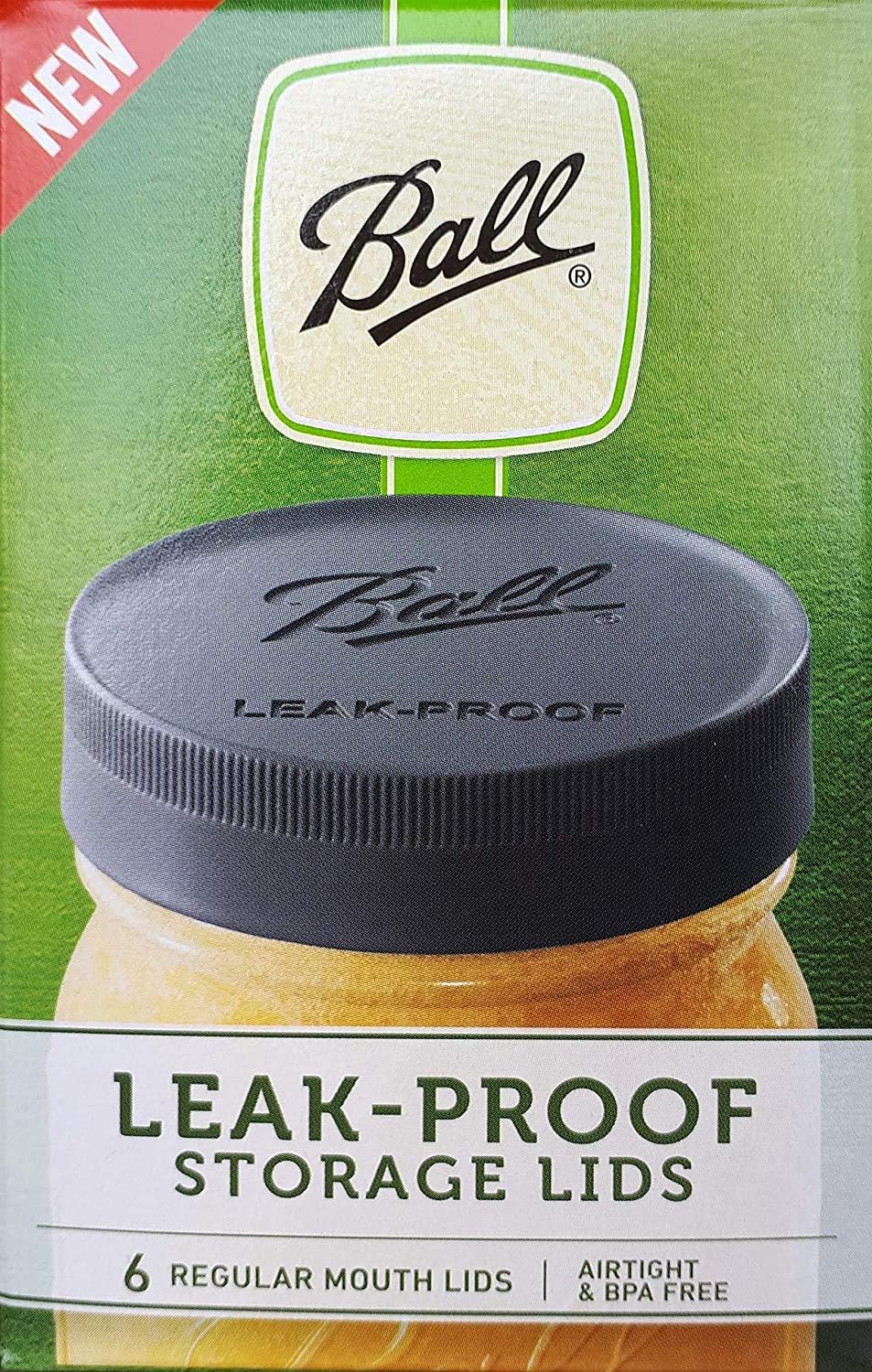 Black Plastic Leak-Proof Lids for Canning Jars, 6/Pack I123