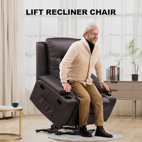 Brown Power Lift Recliner Chair with Massage & Heat F764