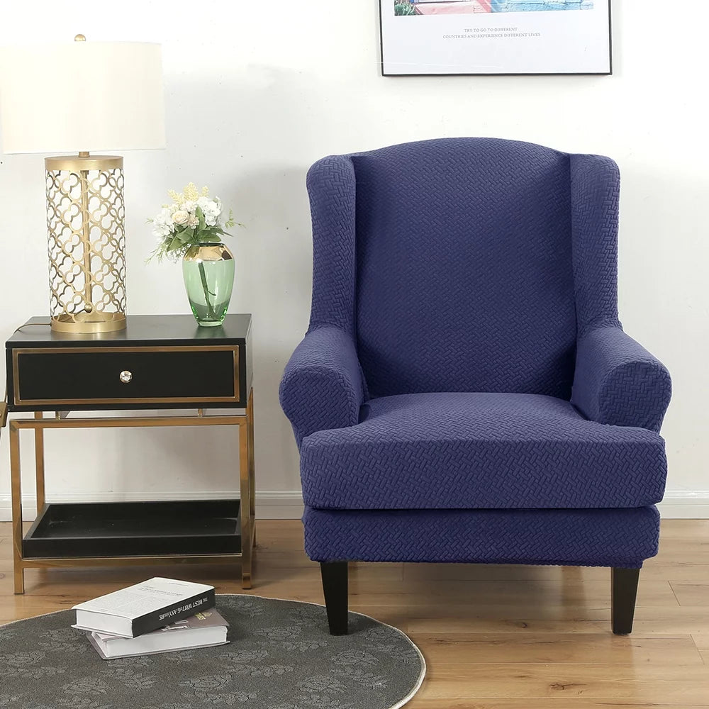 2 Piece Stretch Wingback Chair Slipcovers P25189