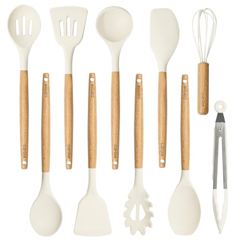 10 pcs Silicone Cooking Utensils Set with Wooden Handle H9834