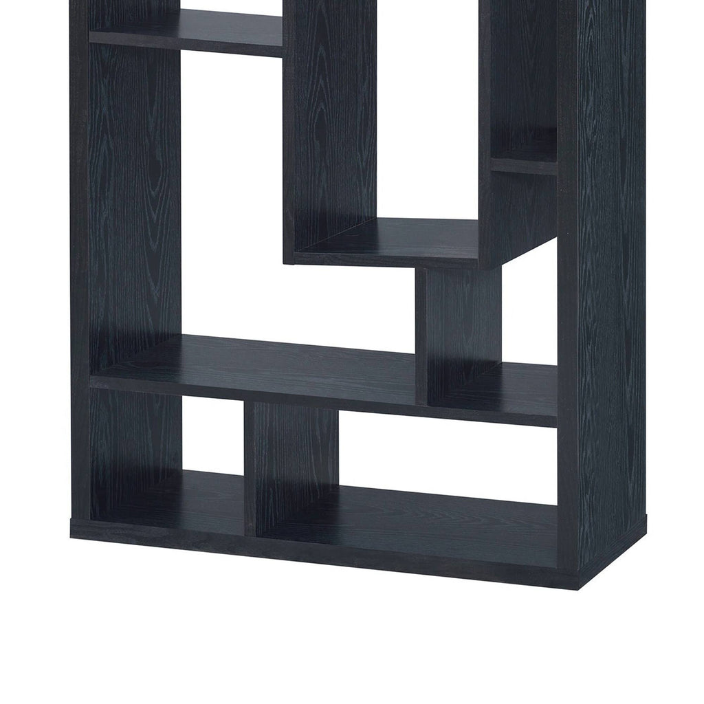 Black Asymmetrical Cube Book Case with Shelves R9834