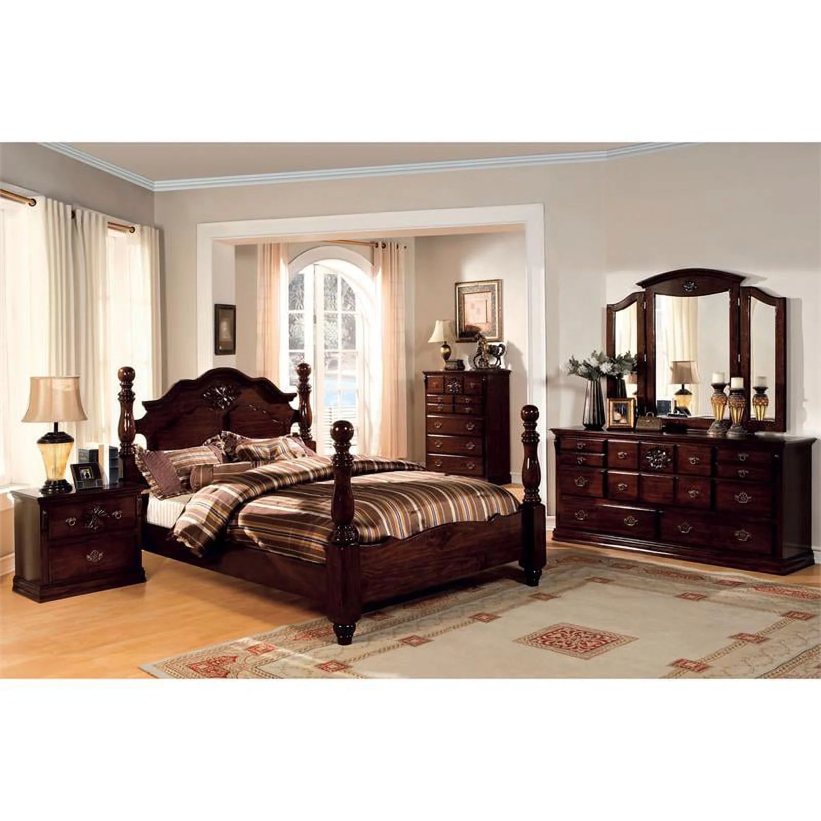 Solid Wood California King Bed in Brown E62823