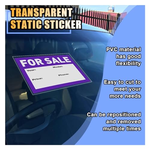 6.3×6.3 Inch Clear Window Static Cling Film Decals (6 Sheets) V29508
