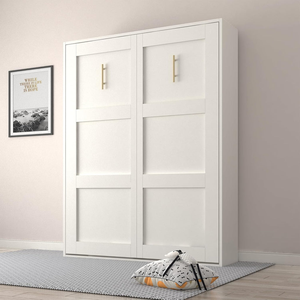 White Full Size Vertical Murphy Bed Y6874