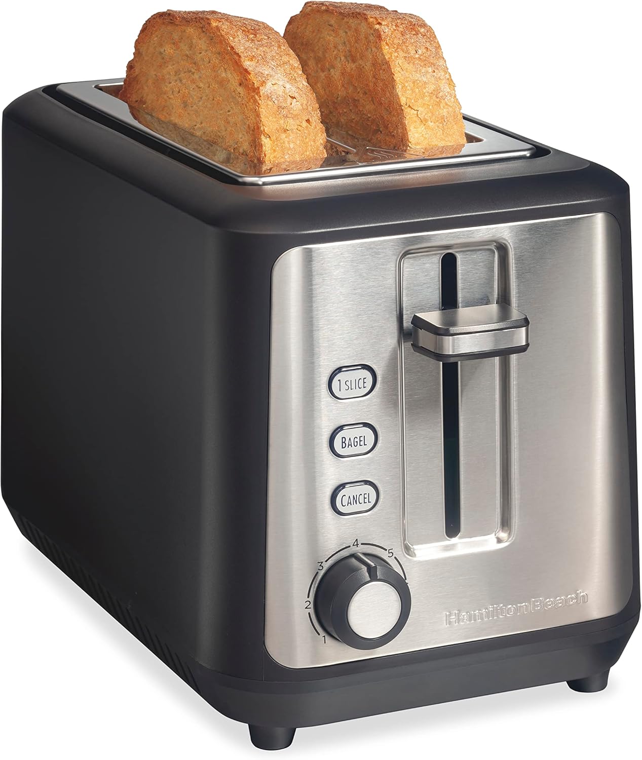 2 Slice Slot Toaster with Extra Long & Wide Slots, Matte Black and Stainless Steel N7906