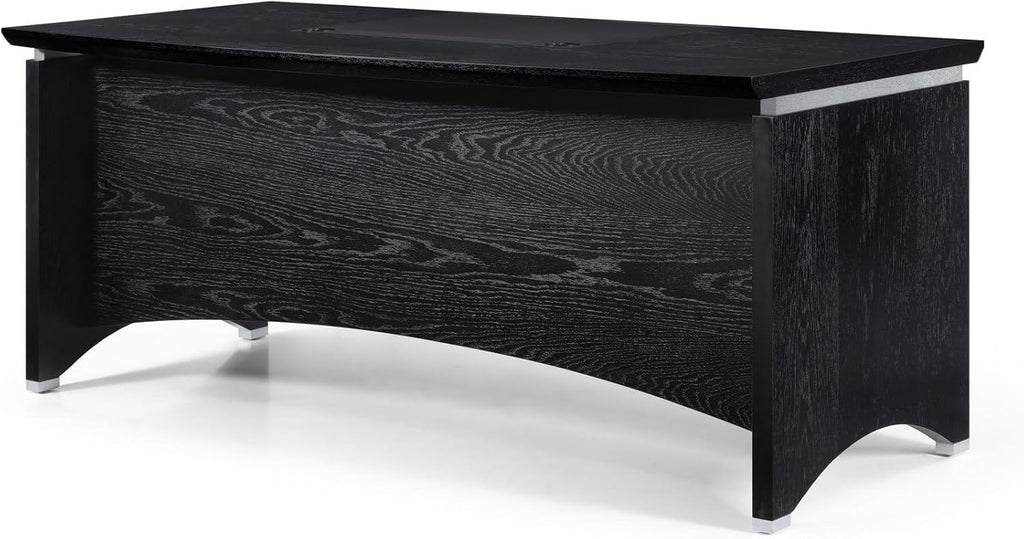 Black Oak Wood Desk with Leather Writing Pad B97868
