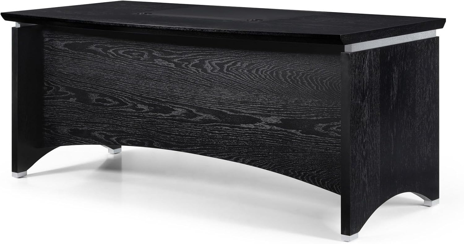 Black Oak Wood Desk with Leather Writing Pad B97868