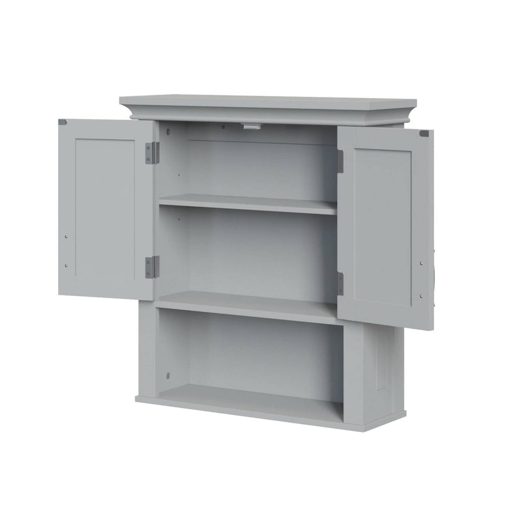 Gray Two Door Wall Cabinet with Open Shelf R43006