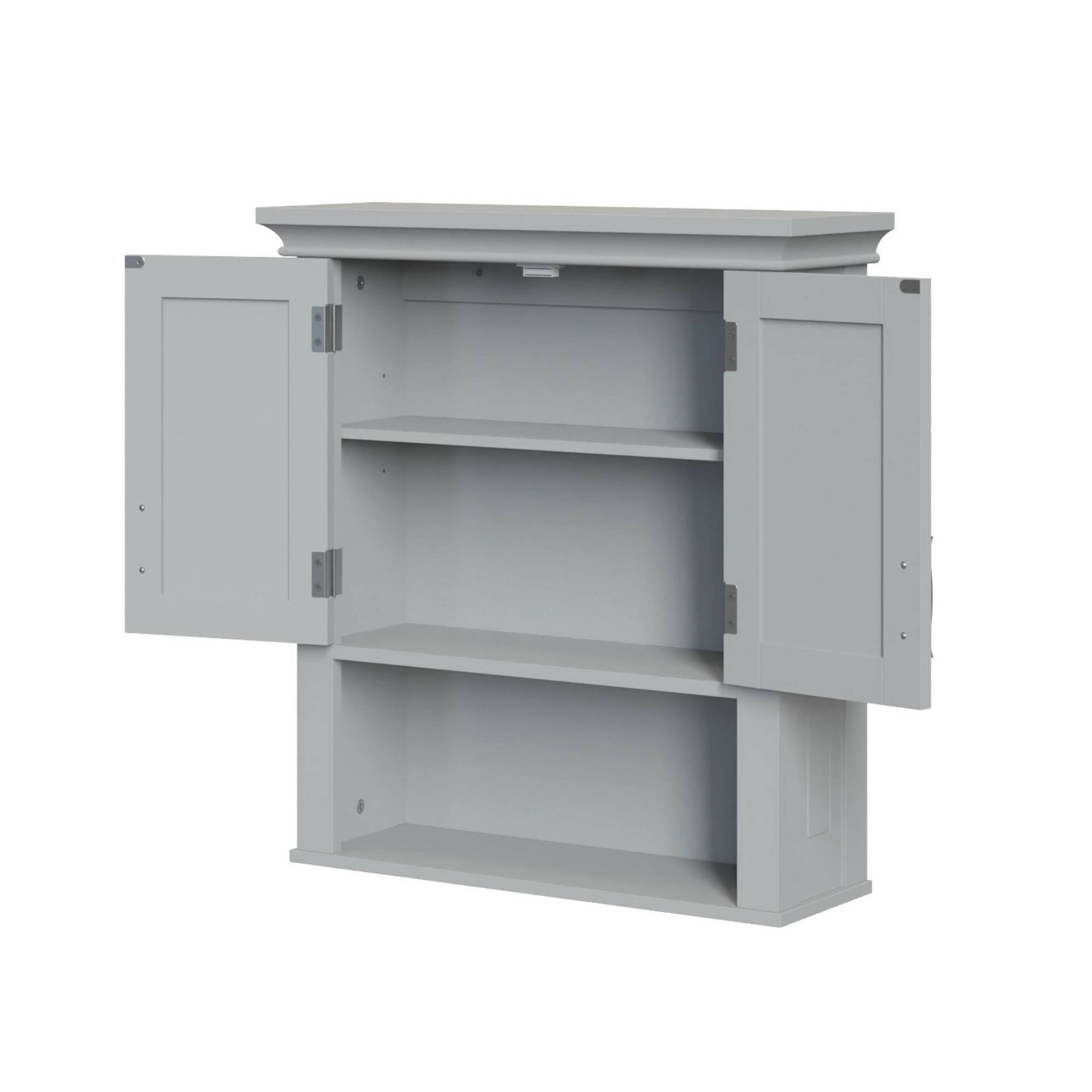 Gray Two Door Wall Cabinet with Open Shelf R43006