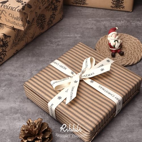 4 Rolls Vintage Brown Kraft Christmas Wrapping Paper Q768