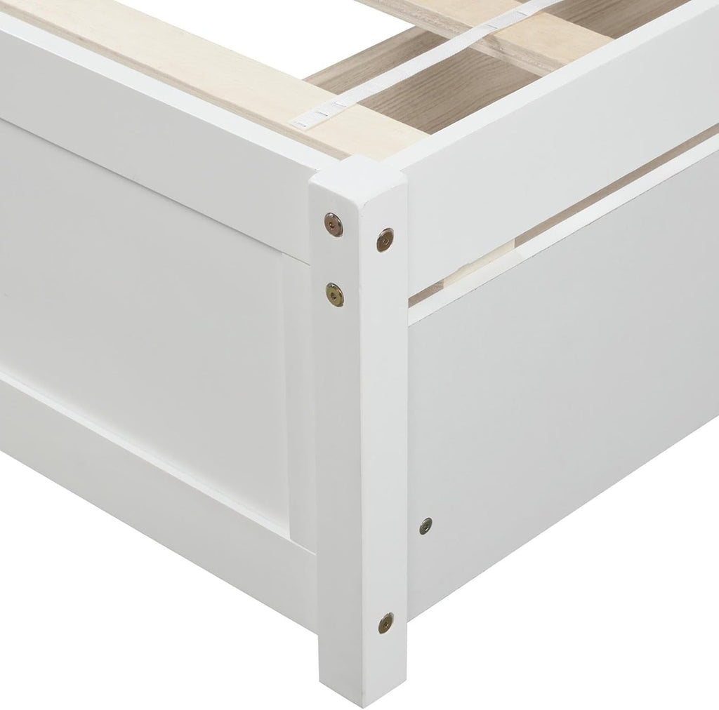 White 79.5x41.8x37.4 inches Platform Double Bed Frame with Two Drawers and Headboard J324