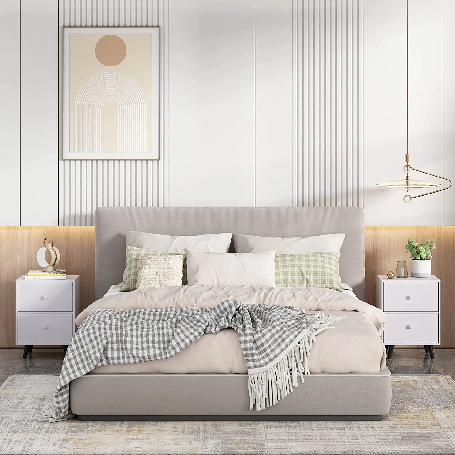 White 2 Drawer Nightstand Y749414