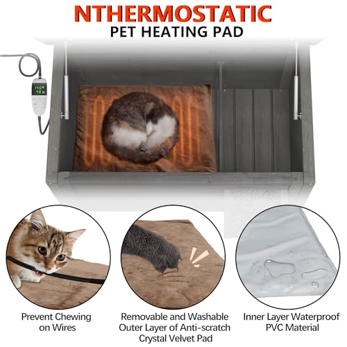 Outdoor Feral Cat House Heated Cat Shelter with Insulated Foam 34.5"X21.5"x27.2" C55198