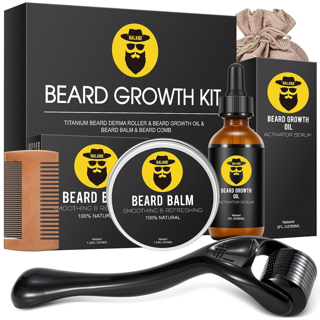 Beard Growth Kit with Beard Growth Oil (2 oz), Beard Balm and Comb T2329
