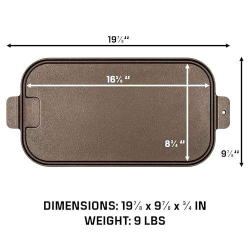Cast Iron Griddle Double Burner Pre-Seasoned Naturally Nonstick I5410