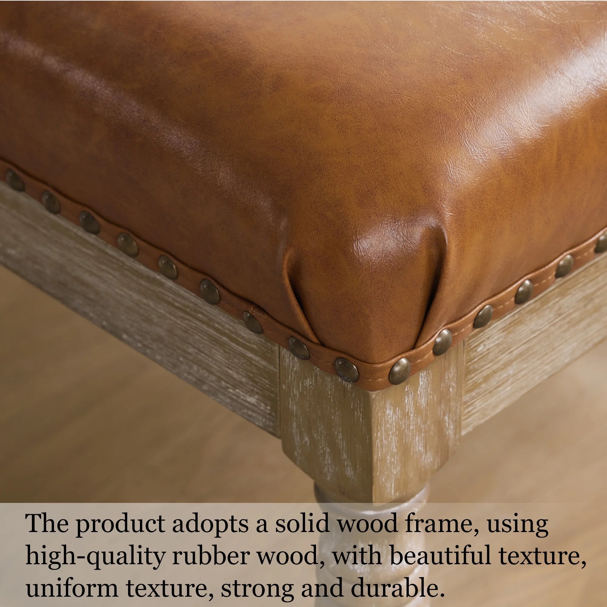 Large Square Ottoman Coffee Table with Storage Shelf (Brown) L199