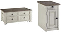 Two-Tone Lift Top Cocktail Table and Two-Tone Chair Side End Table W6890