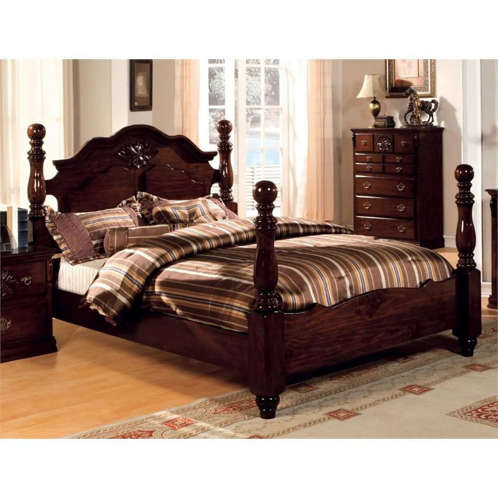 Solid Wood California King Bed in Brown E62823