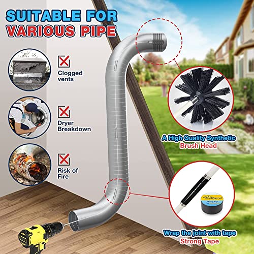 Dryer Vent Cleaner Kit with 30 Feet Brush, Black Vacuum Attachment Q399556