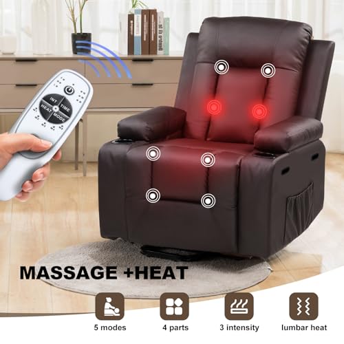 Brown Power Lift Recliner Chair with Massage & Heat F764