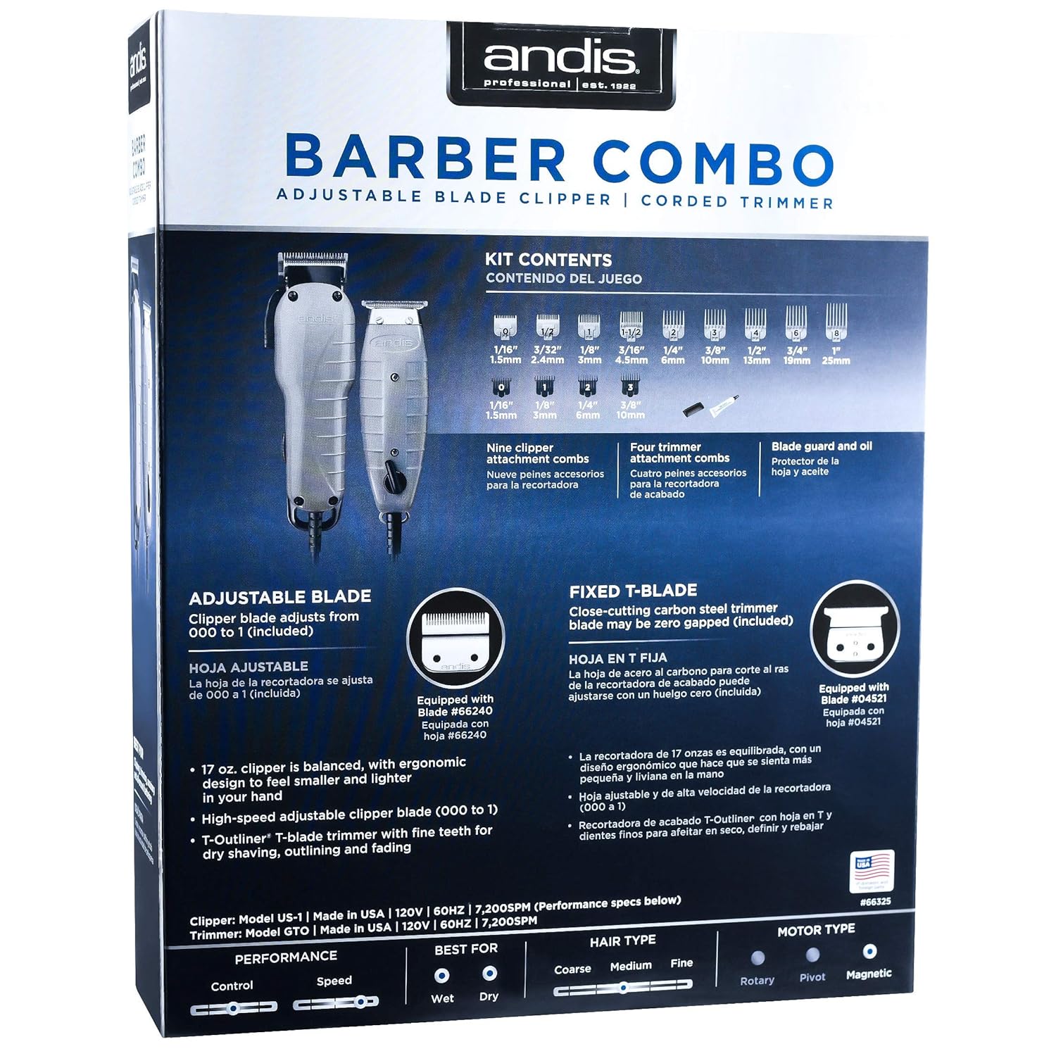 Adjustable Clipper Blade & T-Blade Trimmer with Blade Brush U41638