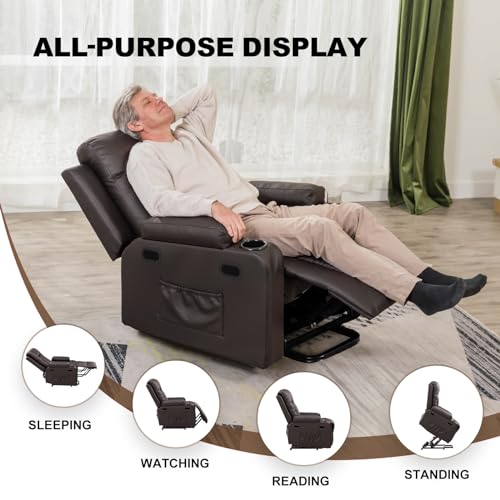 Brown Power Lift Recliner Chair with Massage & Heat F764