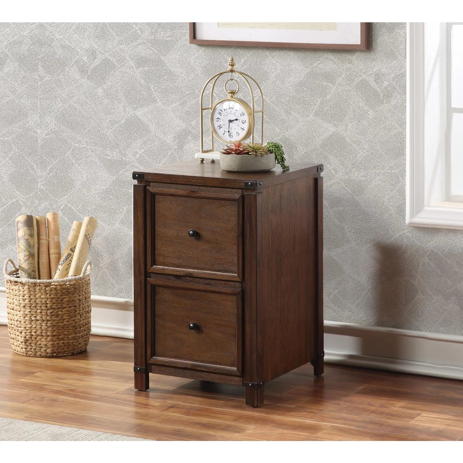 2-Drawer Wood File Cabinet in Champagne Oak C3454