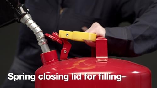 5 Gallon Red Galvanized Steel Safety Gas Can with Flame Arrester and Self-Closing Lid D417