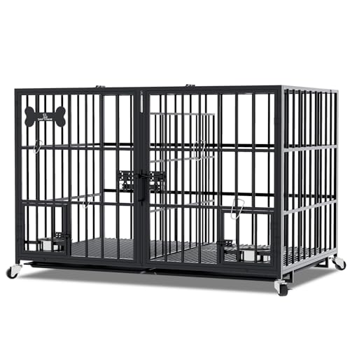 42/48 inch Heavy Duty Metal Dog Crate with Wheels U1820