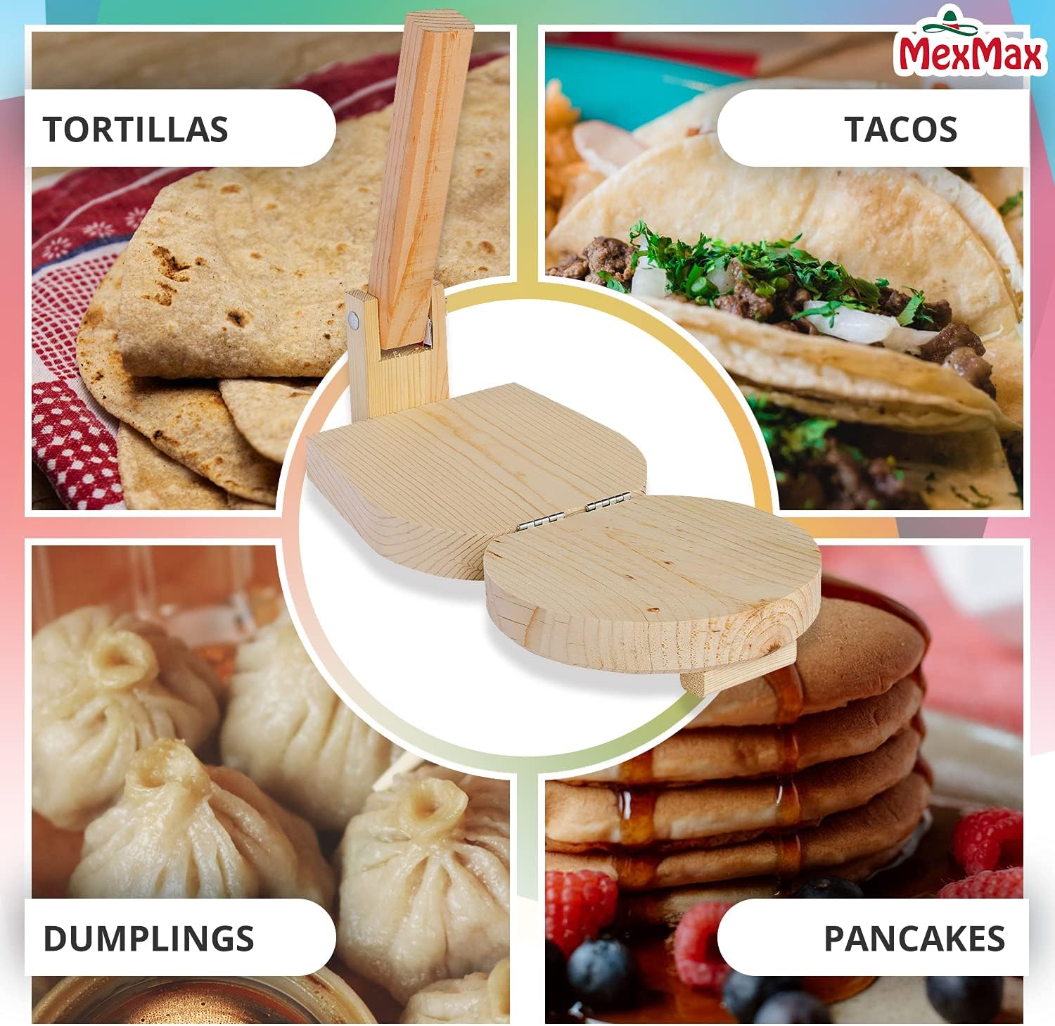 9 Inch Wooden Tortilla Presser F447896
