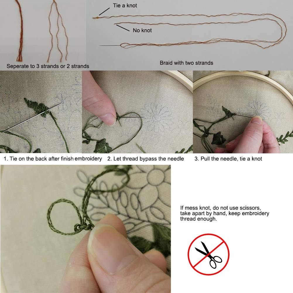 Embroidery Starter Kit with Pattern, Instruction Book, Thread, Needle, 1 Hoop X132069
