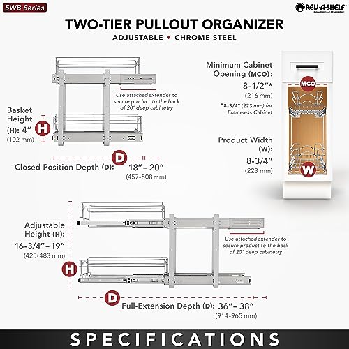 Steel Wire 2 Tier Pull Out Cabinet Organizer K751734