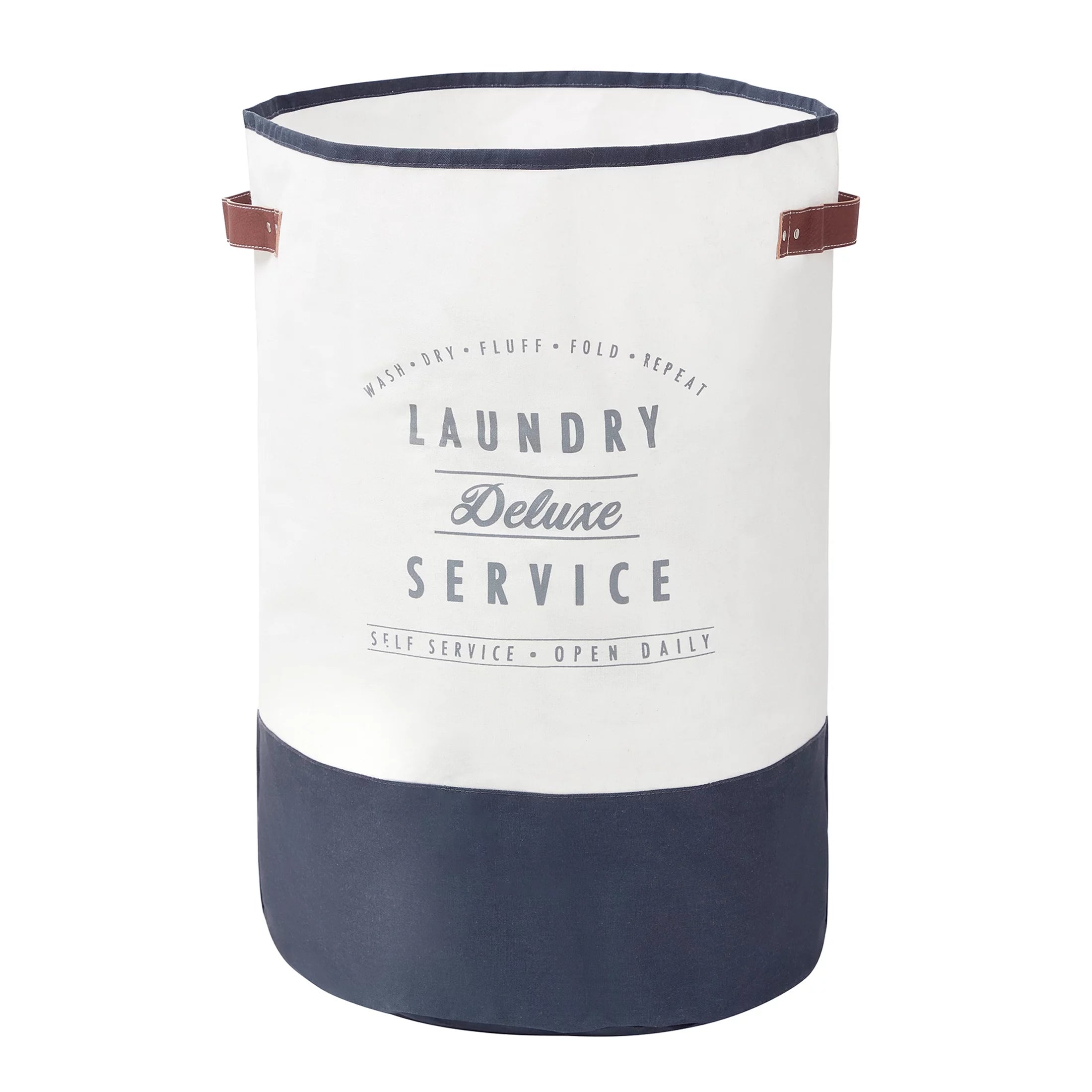 Ivory/Grey Canvas Laundry Hamper, 16" x 25" T950251