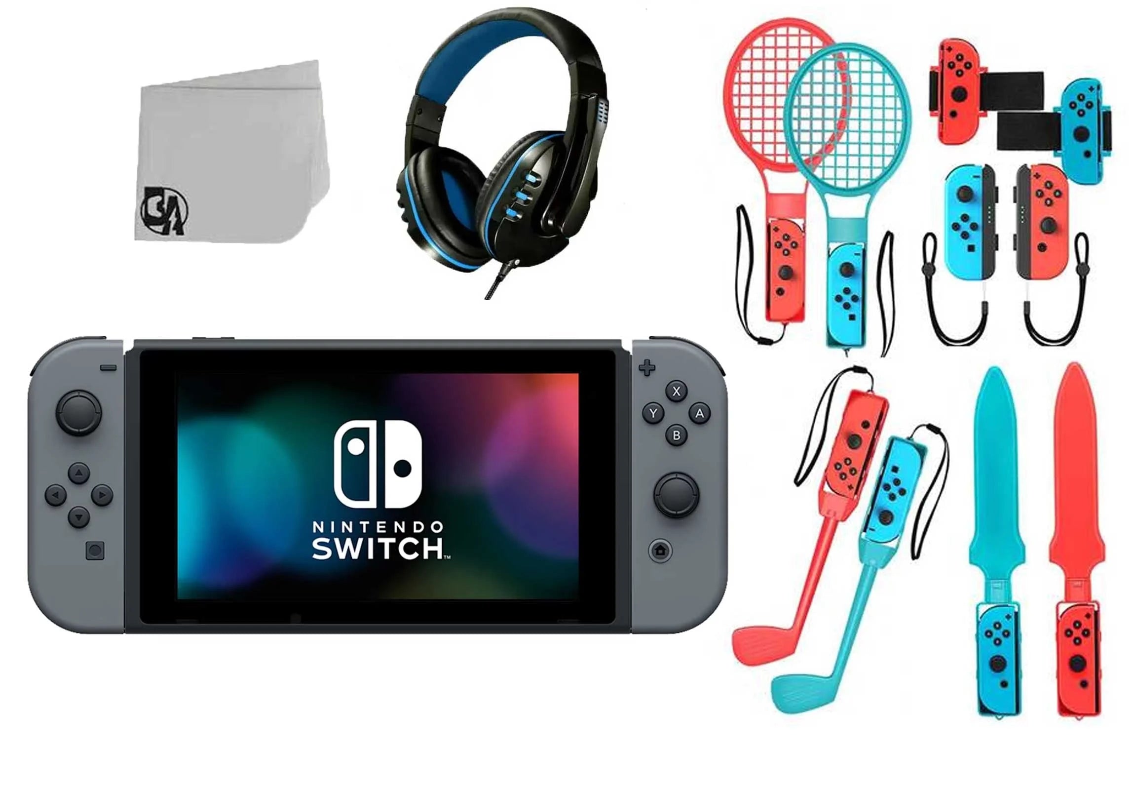 Gray Joy Con with HeadSet Bundle Accessories Used Q161266