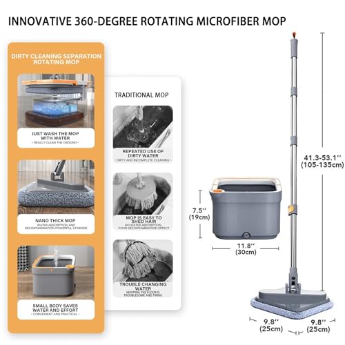 Spin Mop and Bucket with Wringer Set T6533